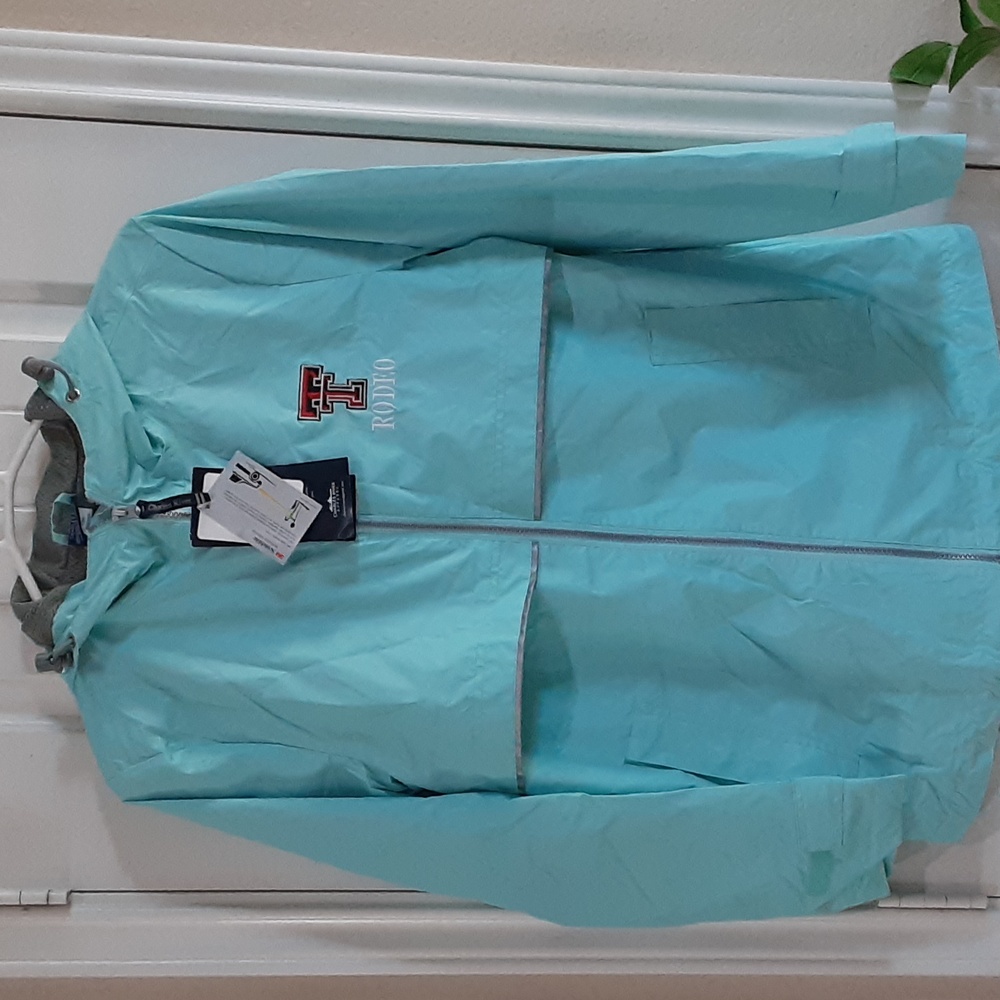 NWT Charles River Texas Tech Rodeo Rain Jacket - Aqua -M